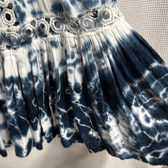 Tie-Dye Dropwaist Dress cover up Navy/white swim beach vacay Sz L boho/hippie - Picture 4 of 7
